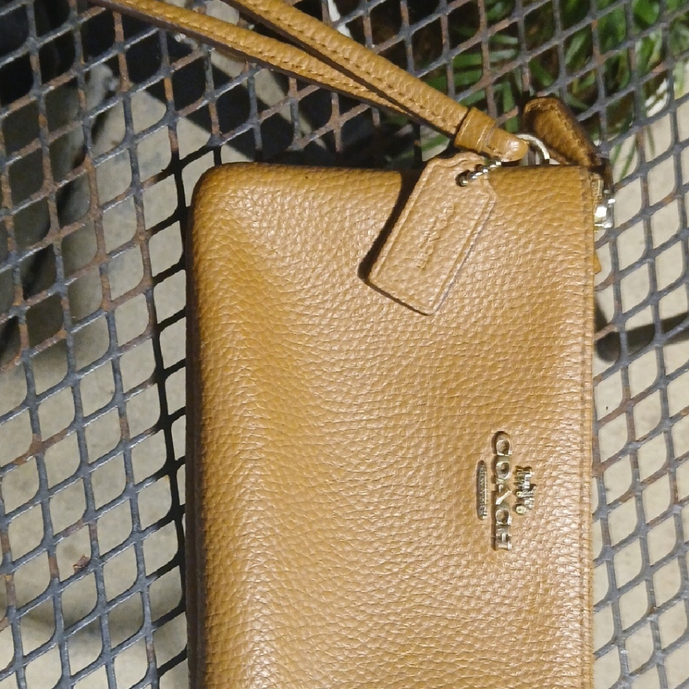 Coach Camel Leather Wristlet
